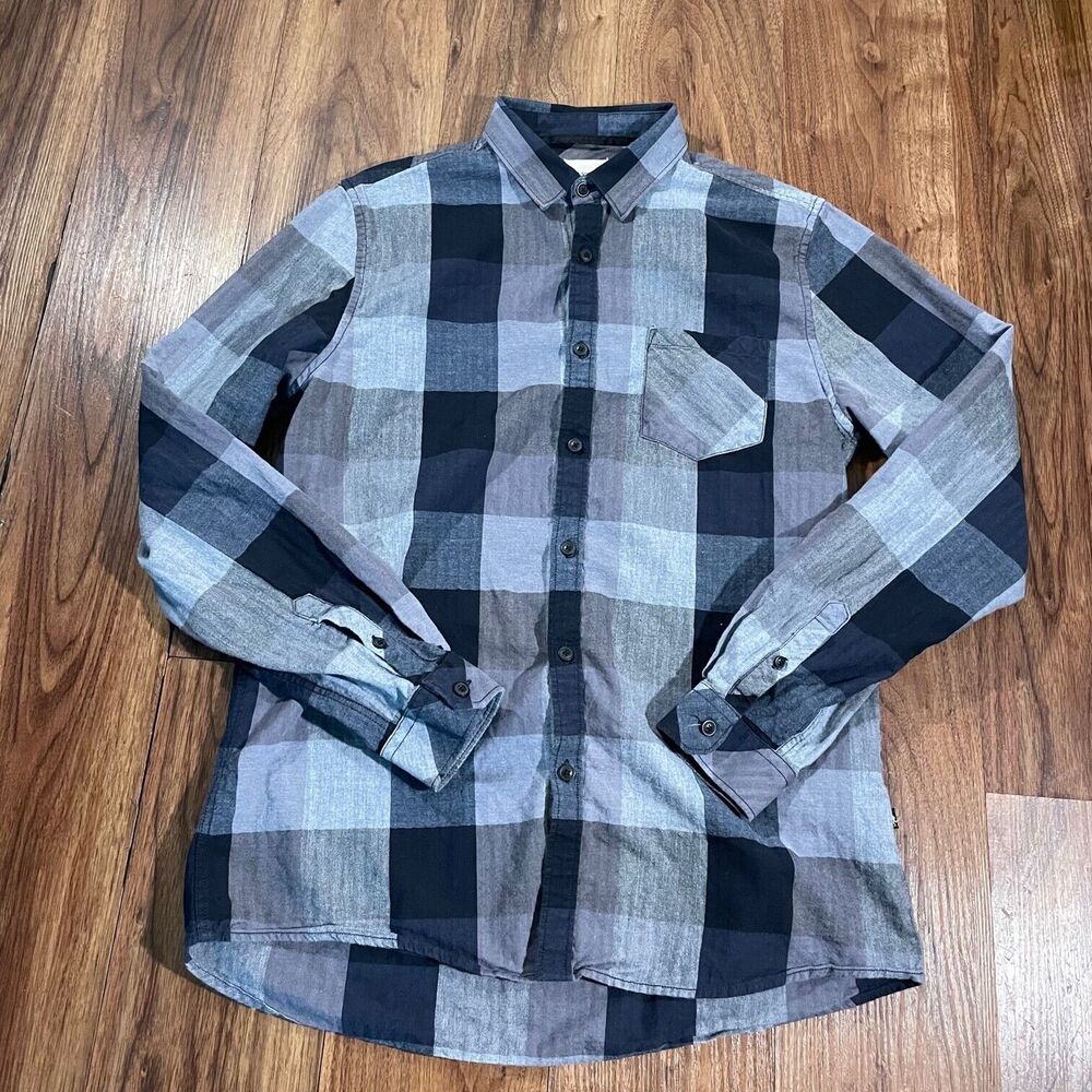 Civil Society Blue Cotton Long Sleeve Collared Button Front Shirt Men's Size M